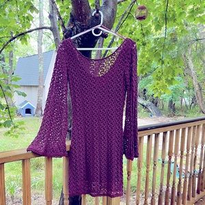 Free people bell sleeve mini knit dress